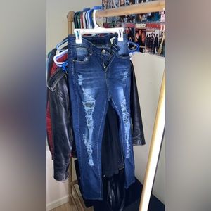 Size small distressed blue denim jeans.